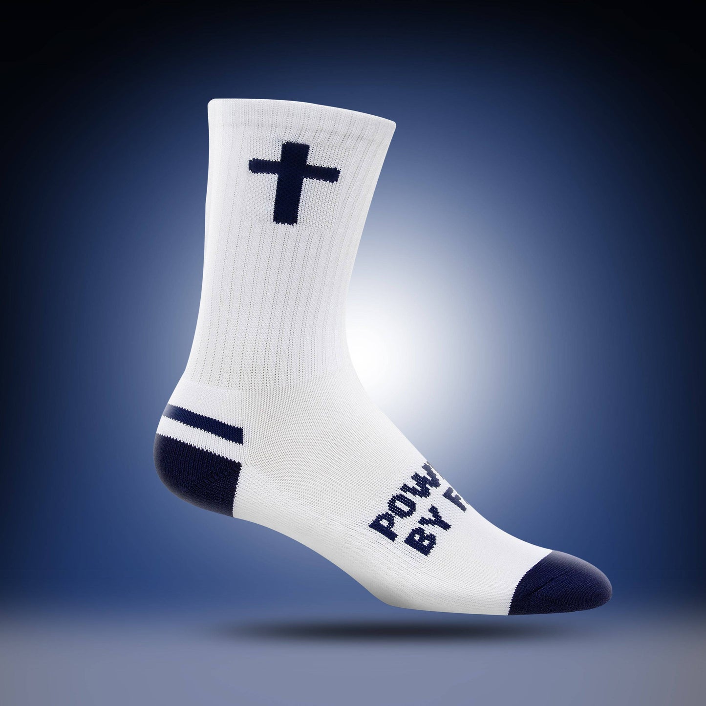 Powered By Faith | White + Navy