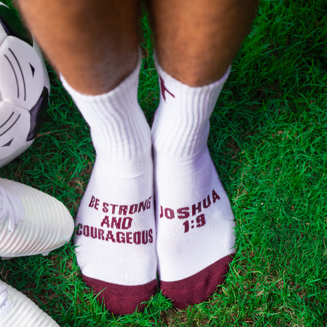 Be Strong & Courageous | White + Maroon