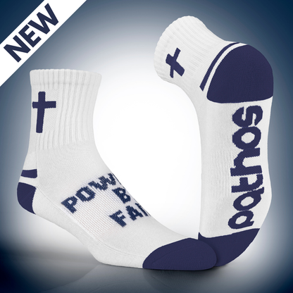 Powered by Faith | White + Navy