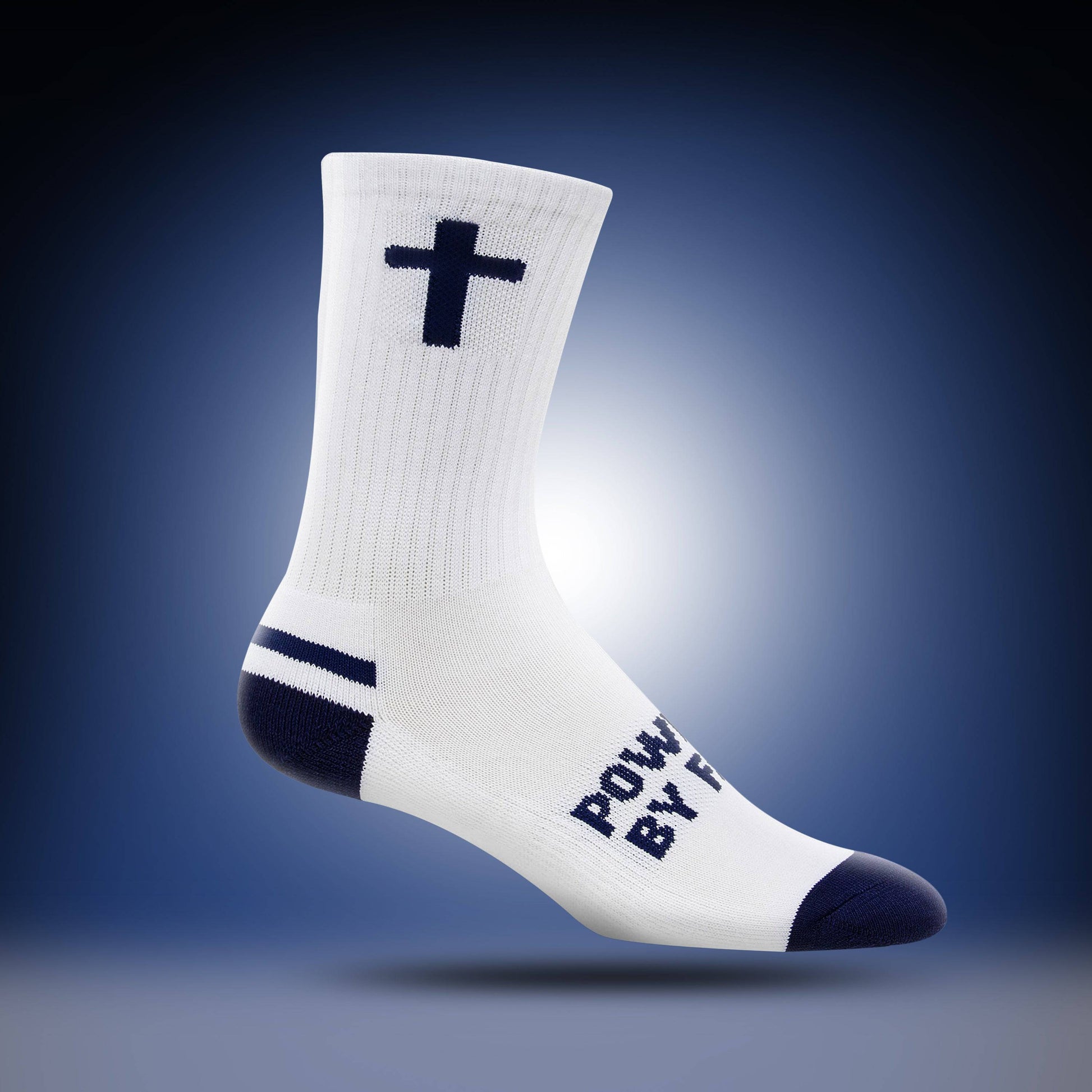 Powered By Faith | White + Navy